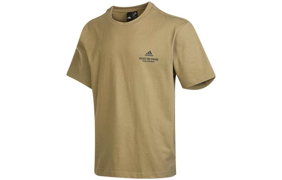 Adidas Adidas T Shirts Men's Yellow Crew Neck Moderate Straight Fit
