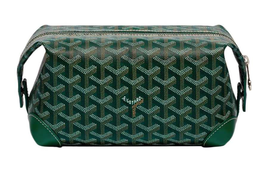 GOYARD Canvas With Heifer Skin Travel Bag Toiletry Bag Unisex Green