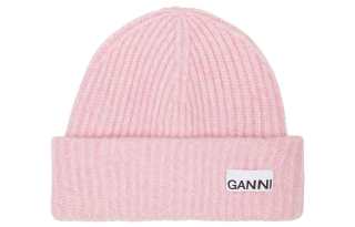 GANNI Logo Patch Oversized Beanie