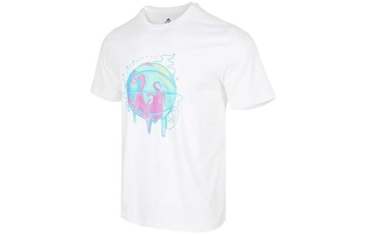 Adidas Adidas T Shirts Men's White Crew Neck Moderate Straight Fit