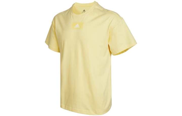 Adidas Adidas T Shirts Men's Yellow Crew Neck Moderate Straight Fit