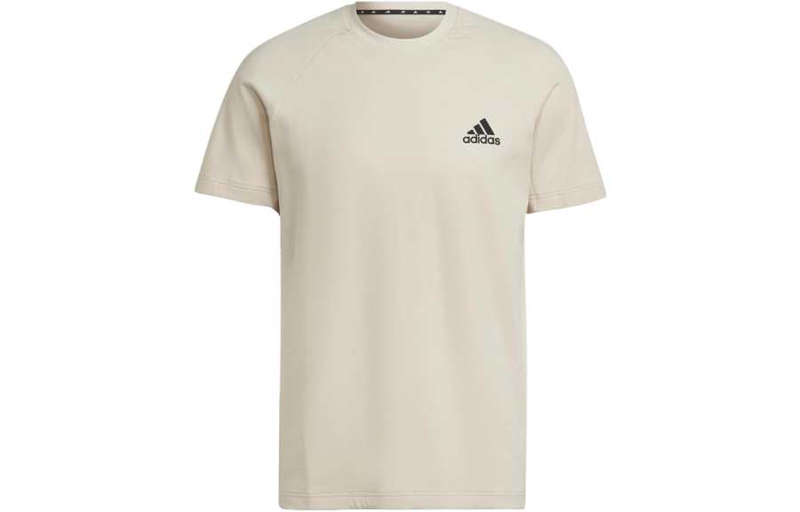 Adidas Adidas T Shirts Men's Ecru Crew Neck Moderate Straight Fit
