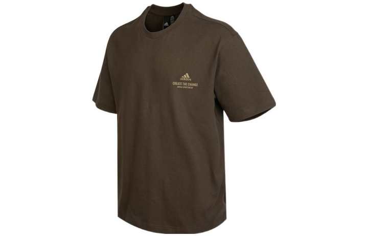 Adidas Adidas T Shirts Men's Brown Crew Neck Moderate Straight Fit