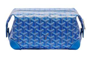 GOYARD Canvas With Heifer Skin Travel Bag Toiletry Bag Unisex Blue