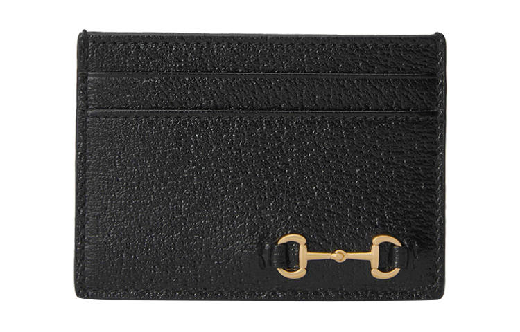 GUCCI Leather Card Holder Men's Black