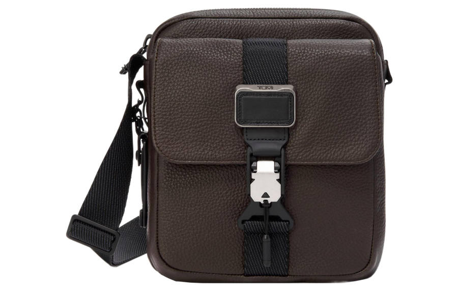 TUMI Alpha Bravo Cow Leather Shoulder Bag, Crossbody Bag Men's Brown