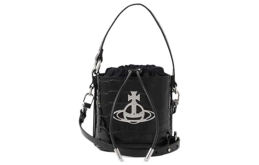 Vivienne Westwood DAISY Cow Leather Shoulder Bag, Crossbody Bag, Handbag Women's Black