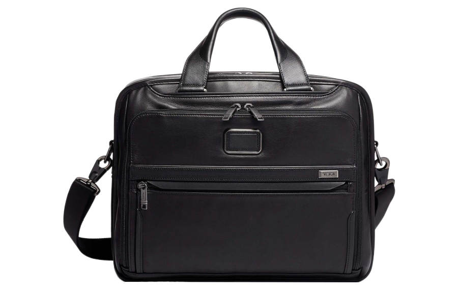 TUMI TUMI Alpha 3 Leather Laptop Bags Briefcases Men's Black