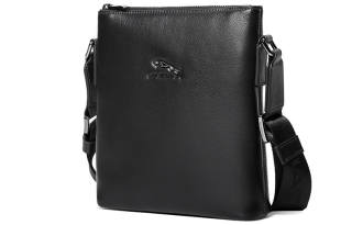 JAGUAR Cow Leather Shoulder Bag, Crossbody Bag Regular Men's Black