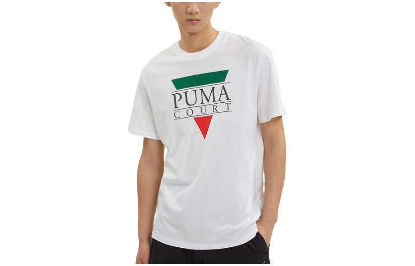 PUMA T Shirts Men's White Crew Neck Thin Straight Fit