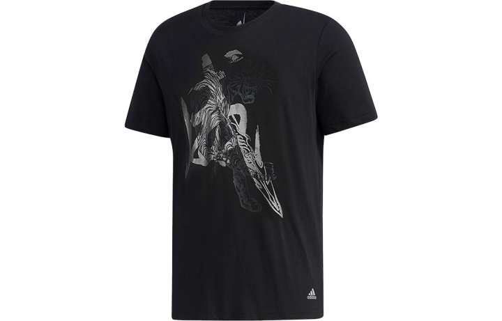 Adidas Adidas T Shirts Men's Black Crew Neck Moderate Straight Fit