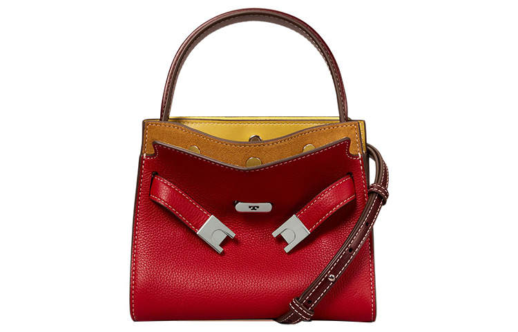 TORY BURCH Lee Radziwill Branch Pattern Leather Handbag, Shoulder Bag, Crossbody Bag Mini Women's Red