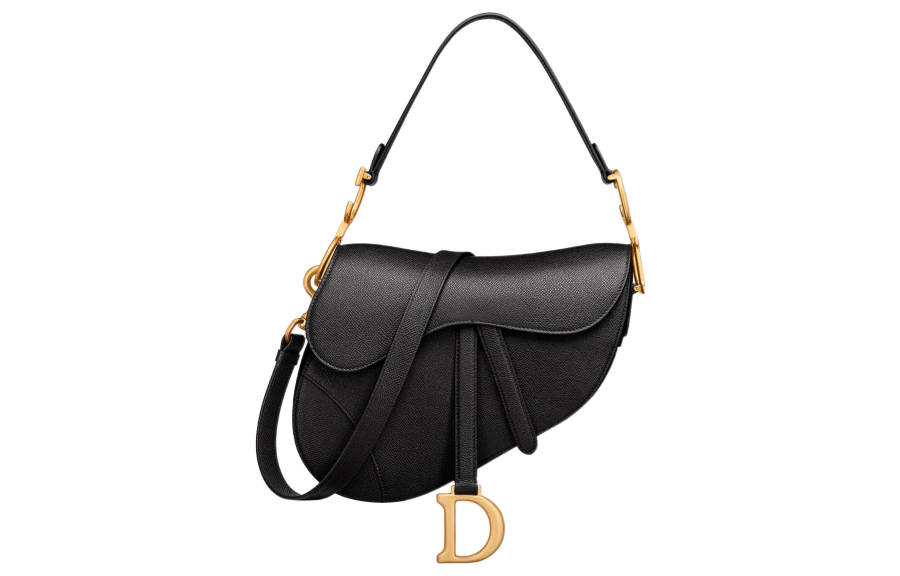 DIOR Grained Calfskin Shoulder Bag Women's Black