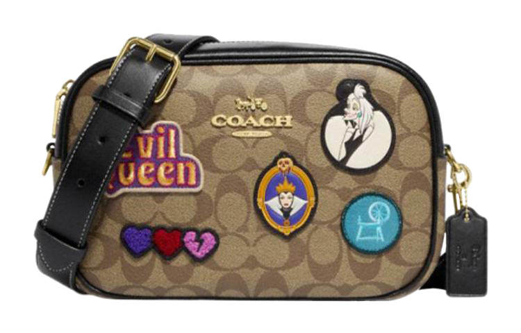 COACH Disney, Collaboration Jamie Coated Canvas With Leather Crossbody Bags Medium Women's Dark Khaki