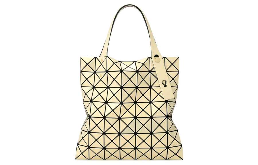 ISSEY MIYAKE Prism Artificial Leather Tote Bag, Shopping Bag, Handbag, Shoulder Bag Small Unisex Butter Yellow