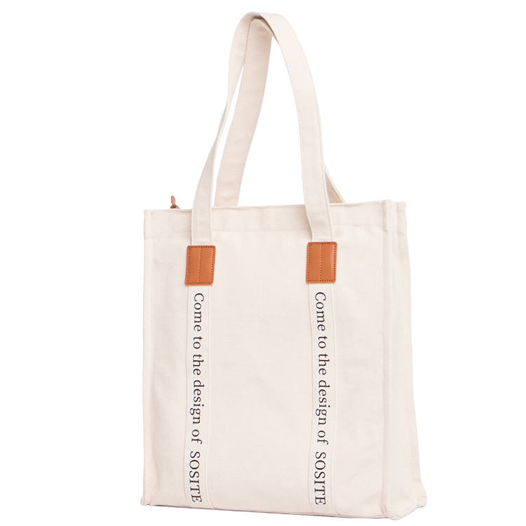 SOSITE Canvas Bag, Tote Bag, Shopping Bag, Commute Bag, Shoulder Bag Women's Ecru