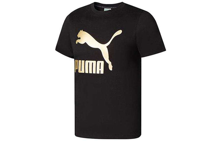 PUMA T Shirts Men's Black Crew Neck Moderate Straight Fit