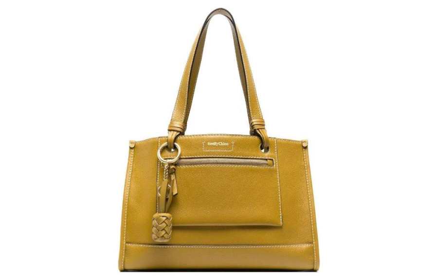 See By Chloe Cecilya Cow Leather Tote Bag, Shopping Bag, Shoulder Bag, Handbag Women's Yellow