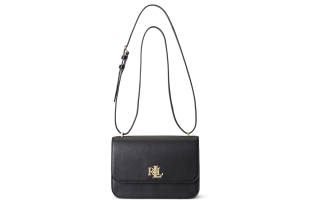 LAUREN RALPH LAUREN Cow Leather Shoulder Bag, Crossbody Bag Medium Women's Black