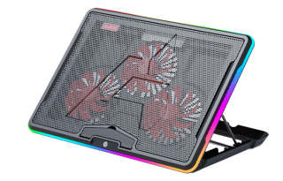 AJAZZ 19 Inches Below Notebook Large Fan, 7 Speed Height, Quiet, Dual USB RGB Laptop Radiator ANC160