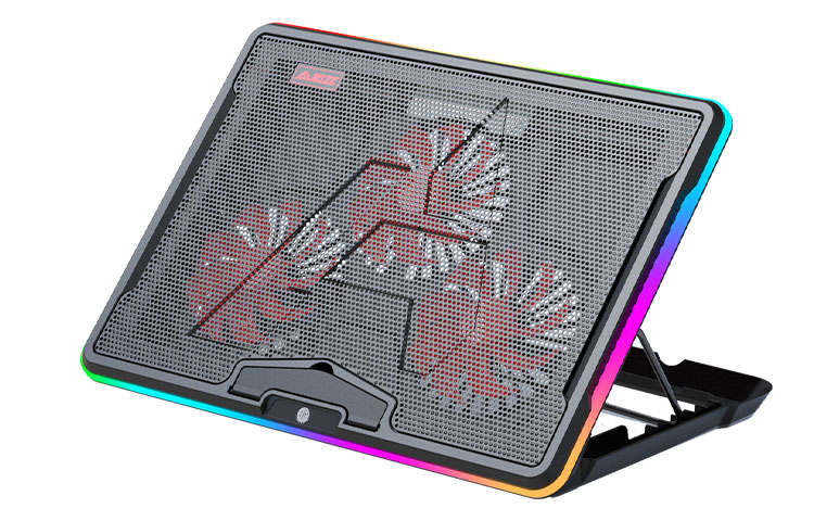 AJAZZ 19 Inches Below Notebook Large Fan, 7 Speed Height, Quiet, Dual USB RGB Laptop Radiator ANC160
