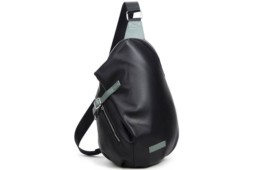 Slazenger Leather Saddle Bag, One Shoulder Handbag, Crossbody Bag, Sling Bag Unisex Black & Blue