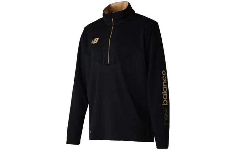 New Balance New Balance T Shirts Men's Black Stand Collar Moderate Straight Fit