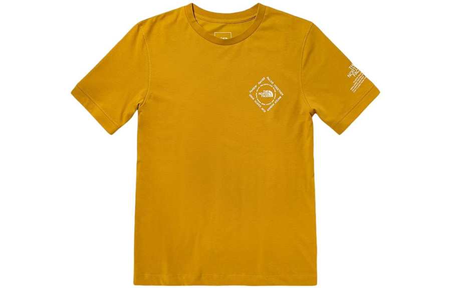 THE NORTH FACE T Shirts Men's Yellow Crew Neck Moderate Straight Fit