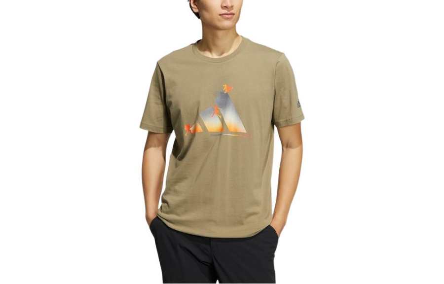 Adidas Adidas T Shirts Men's Green Crew Neck Moderate Straight Fit