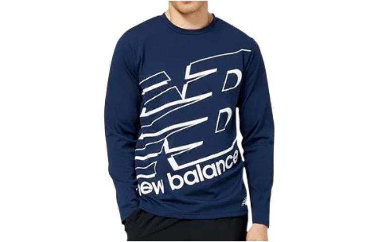 New Balance New Balance T Shirts Men's Navy Blue Crew Neck Moderate Straight Fit
