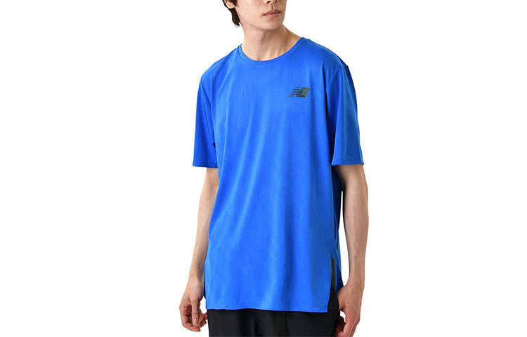 New Balance New Balance T Shirts Men's Blue Crew Neck Thin Straight Fit