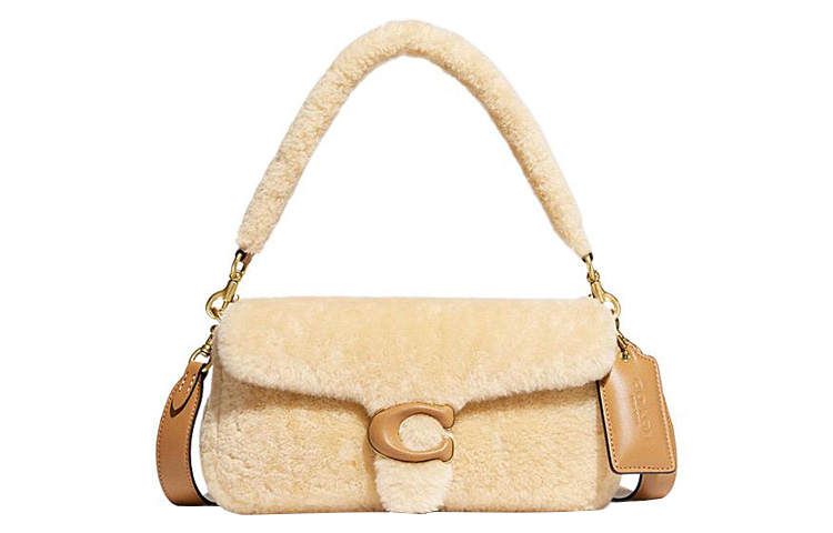 COACH Pillow Shearling Portable Crossbody Bag, Shoulder Bag Women's Yellow