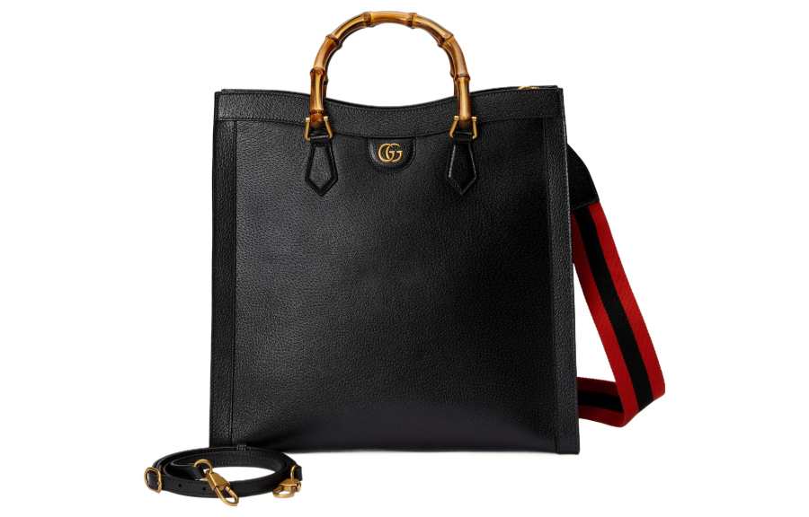 GUCCI Diana Leather Tote Bag, Shopping Bag, Shoulder Bag, Crossbody Bag, Handbag Large Men's Black