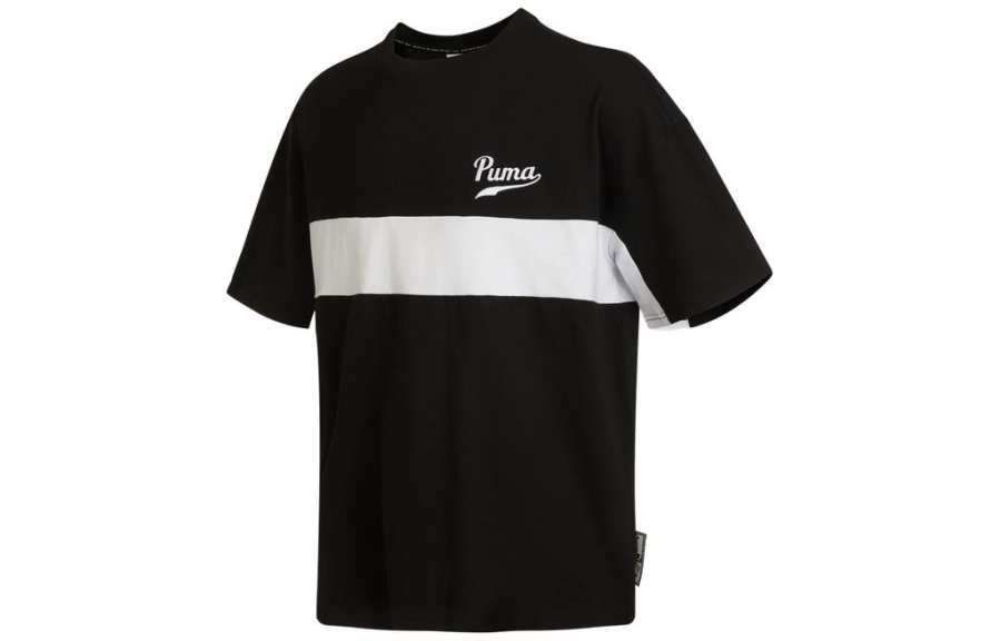 PUMA T Shirts Men's Black Crew Neck Moderate Straight Fit