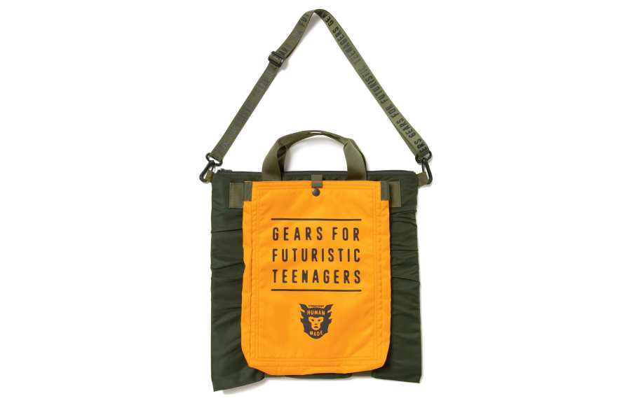 HUMAN MADE Nylon Helmet Bag, Combo Bag, Handbag, Shoulder Bag, Crossbody Bag Regular Unisex Olive Green