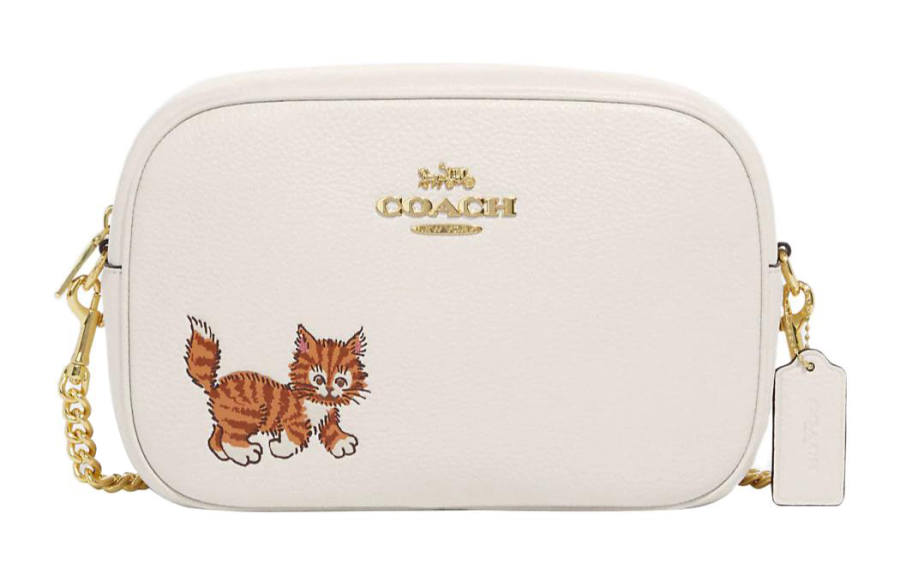 COACH Jamie Refined Pebble Leather Camera Bag, Shoulder Bag, Crossbody Bag Women's Chalk White