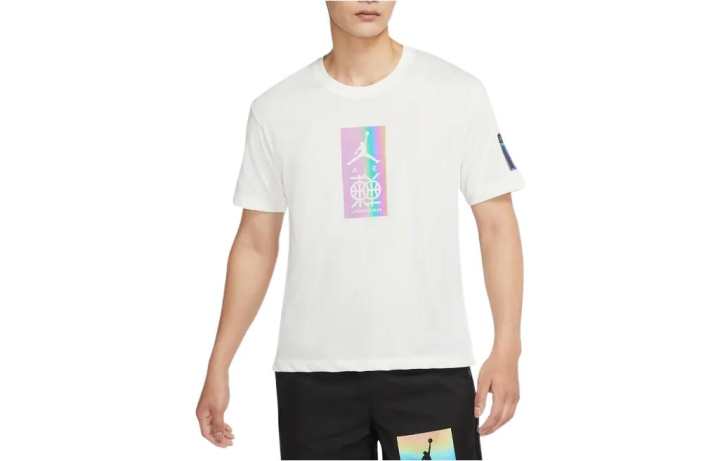 Jordan Jordan T Shirts Men's White Crew Neck Moderate Straight Fit