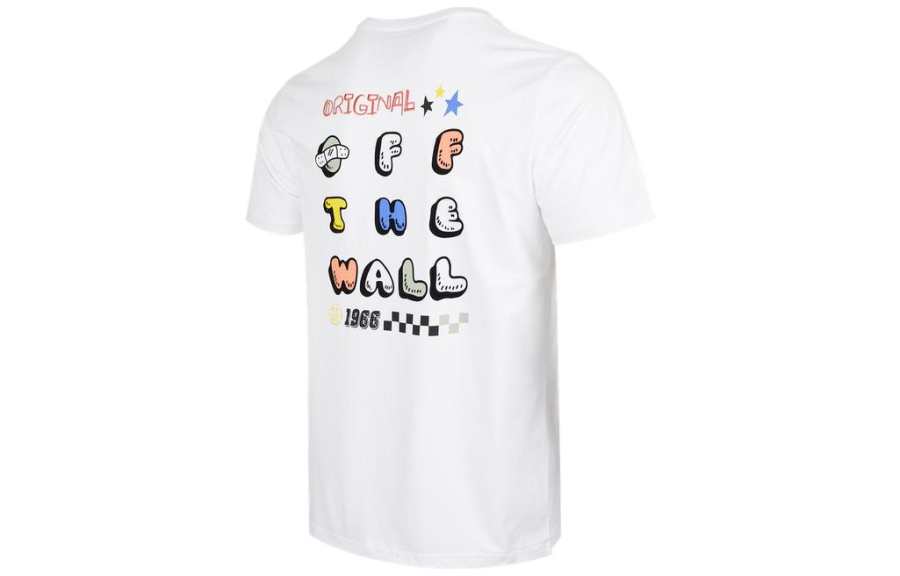 Vans T Shirts Men's White Crew Neck Moderate Straight Fit