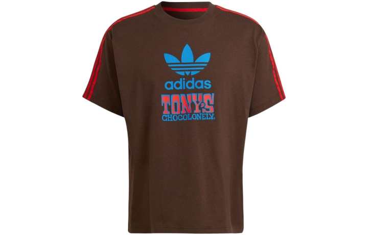 Adidas Adidas T Shirts Men's Brown Crew Neck Moderate Straight Fit