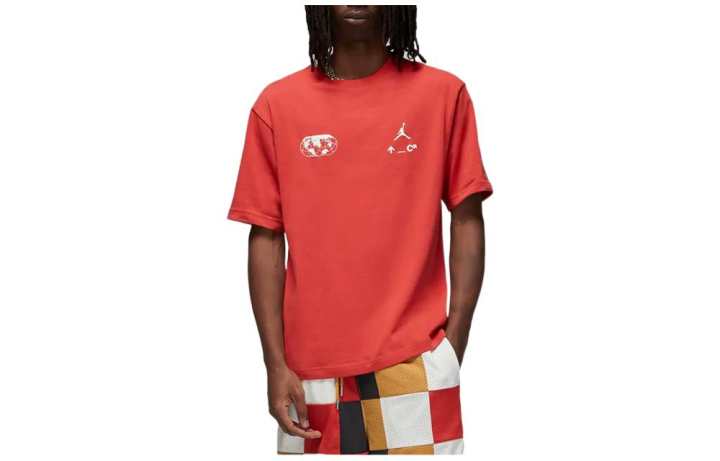 Jordan Jordan T Shirts Men's Clay Red Crew Neck Moderate Straight Fit