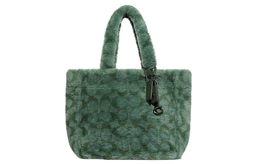 COACH Shearling Tote Bag, Shopping Bag, Shoulder Bag, Crossbody Bag, Handbag Large Women's Green