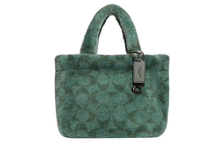 COACH Shearling Tote Bag, Shopping Bag, Handbag Small Women's Green