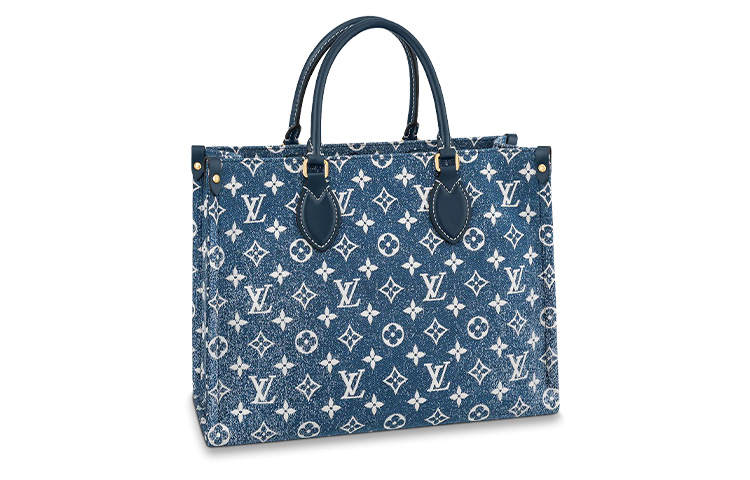 LOUIS VUITTON ONTHEGO Denim With Cow Leather Jungle Bag, Tote Bag, Shopping Bag, Shoulder Bag, Crossbody Bag, Handbag