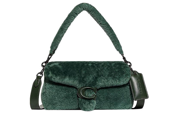 COACH Pillow Shearling Portable Crossbody Bag, Shoulder Bag Women's Green