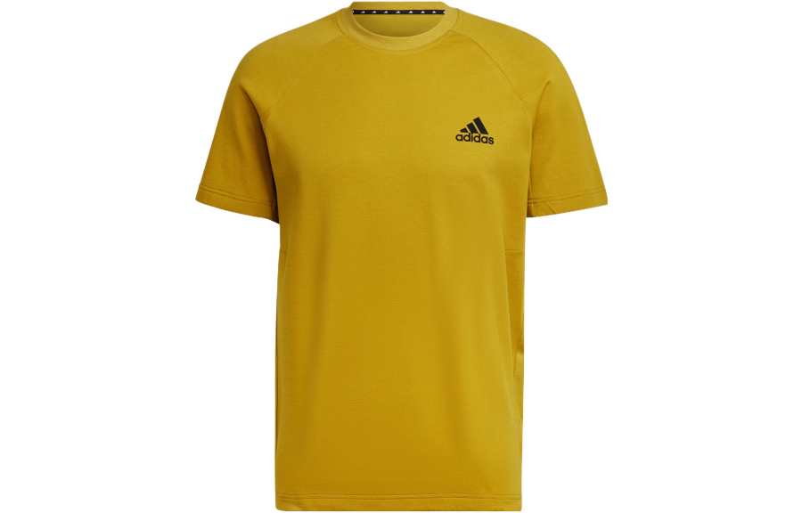 Adidas Adidas T Shirts Men's Yellow Crew Neck Moderate Straight Fit