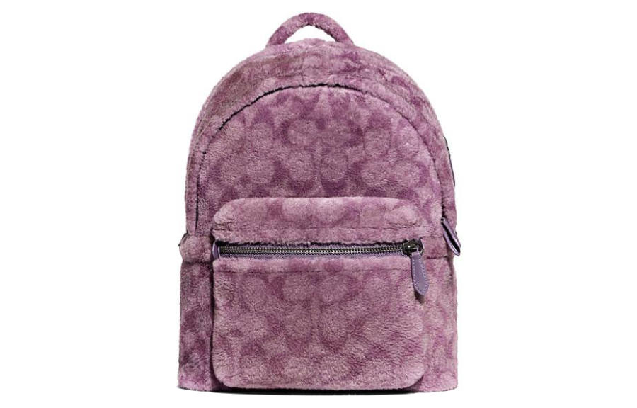 COACH COACH Charter Shearling With Fabric Backpack Women's Purple