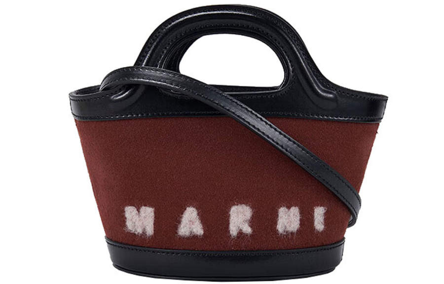 MARNI MARNI Fabric With Cow Leather Handbag Women's Red Brown