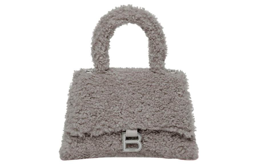 Balenciaga Hourglass Sheepskin Shoulder Bag, Crossbody Bag, Handbag Small Women's Gray