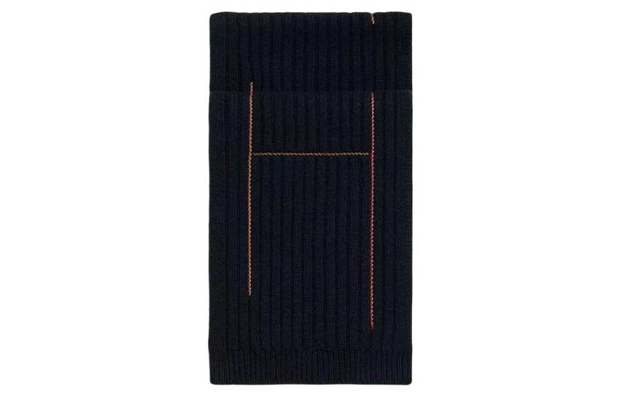 HERMES H Torsade Knit Scarves Men's Marine Blue