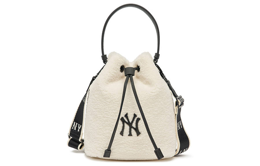 MLB Polyester Bucket Bag, Shoulder Bag, Crossbody Bag, Handbag Small Unisex Black White